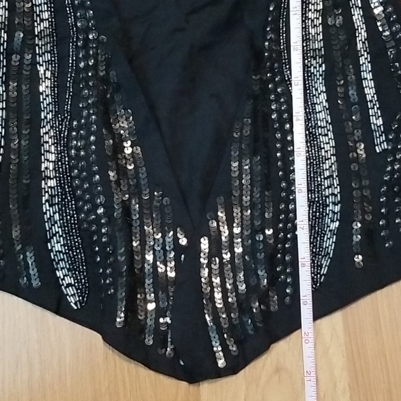 Suzy Shier black open vest with sequins/beads XL - Picture 8 of 8